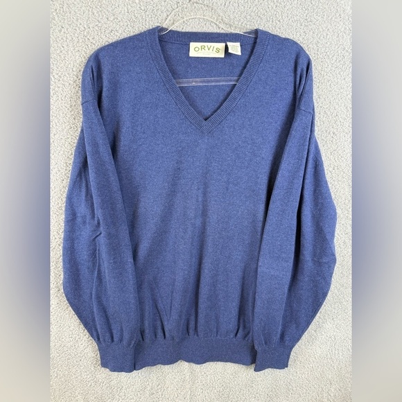 Orvis Other - Orvis Men's Deep Blue V-Neck Sweater cotton cashmere blend